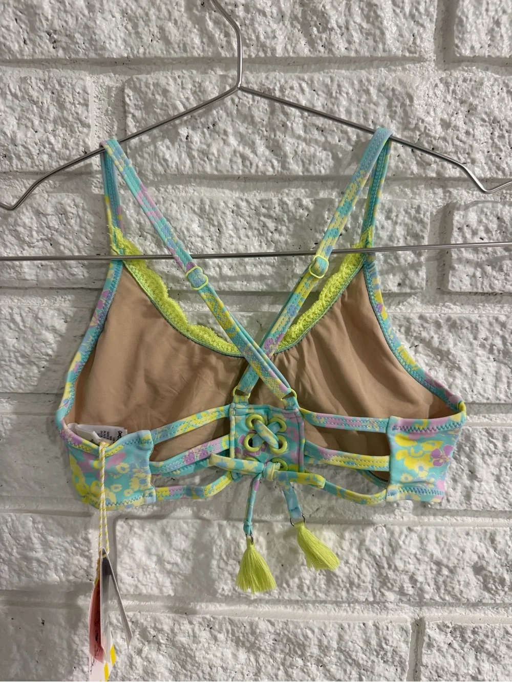 Shade Critters Crochet Floral Two-Piece Swim Set with Yellow Tassel Accents